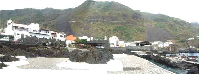 Garachico Tenerife. Rock pools, sea front, lava flows